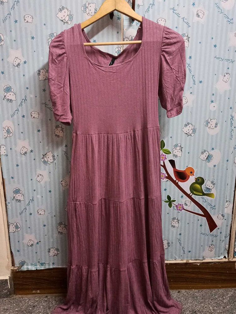 Mauve Tiered Midi Dress
