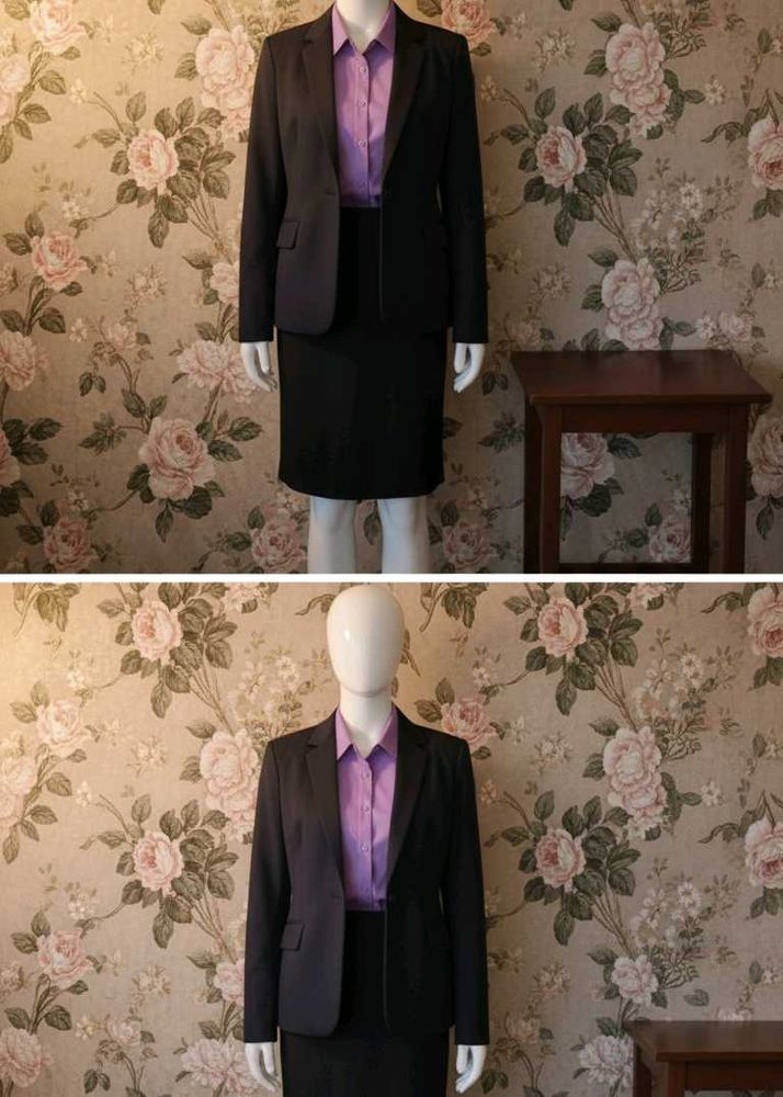 Purple Shirt with Blazer &amp; Skirt Combo.