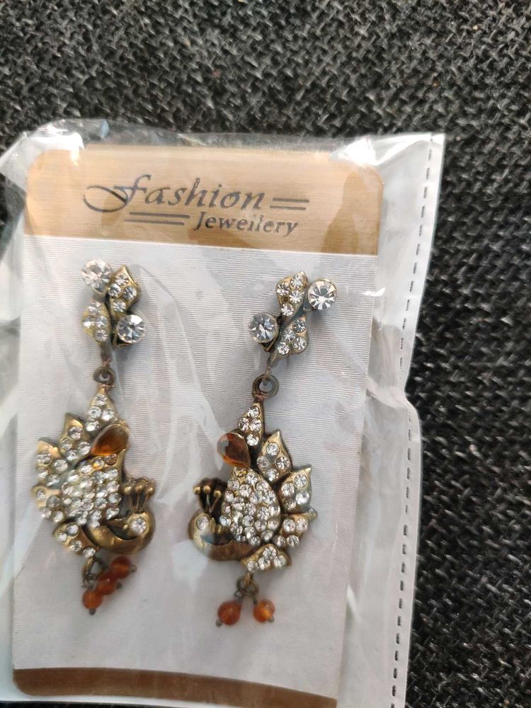 Stone With Copper Earrings