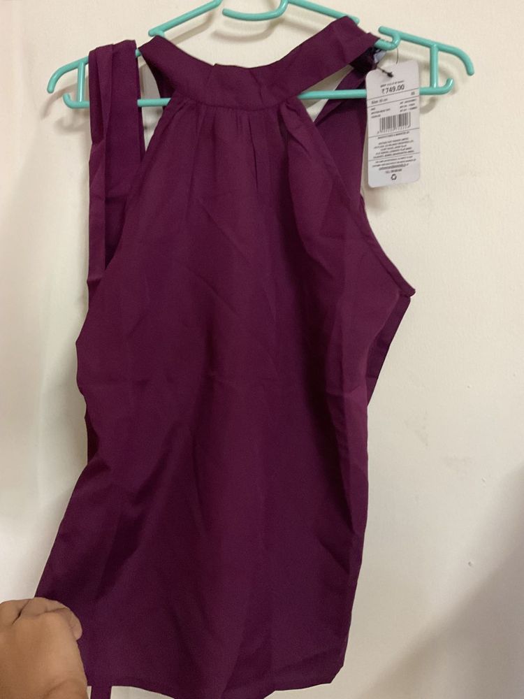 Shein halter neck pleated top