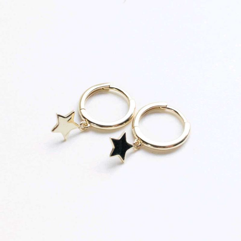 Star Charm Hoop Earrings