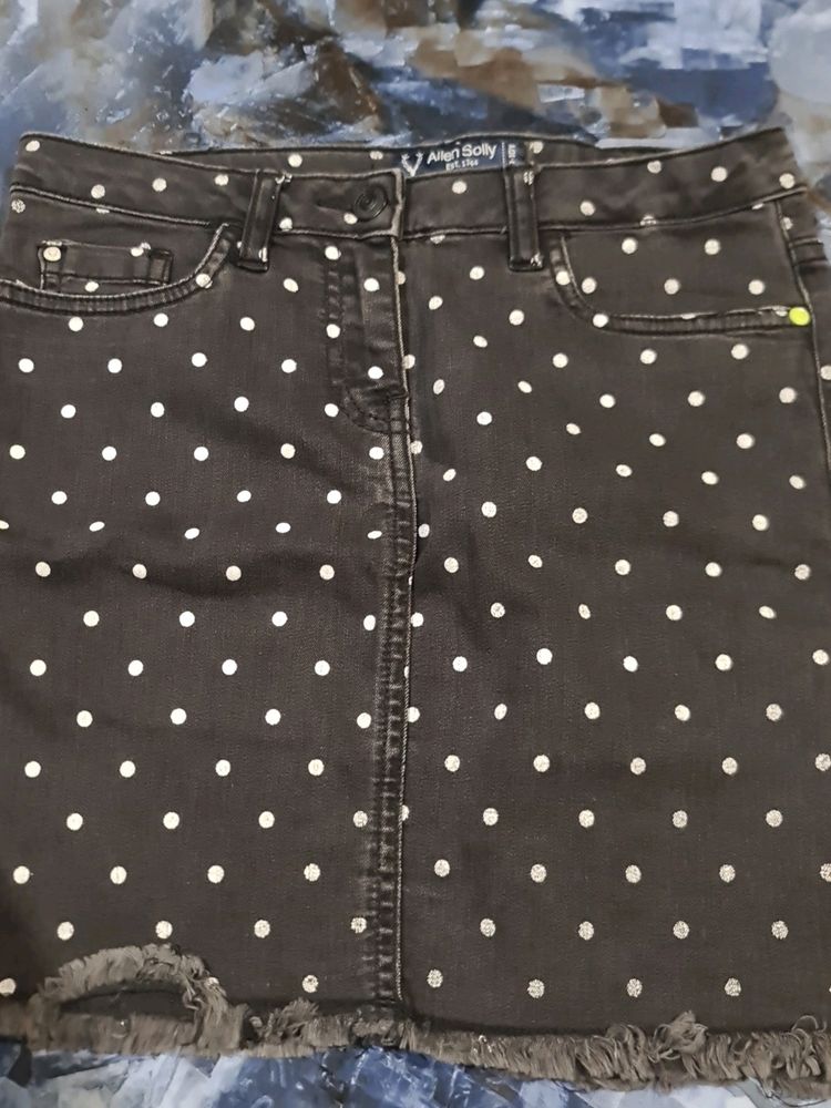 DBlack And White Polka Dot Skirt