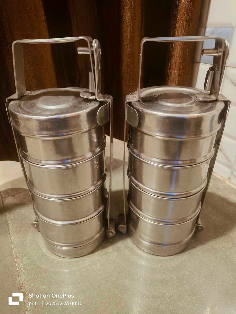 Steel Tiffin Lunch Box Set Of 2