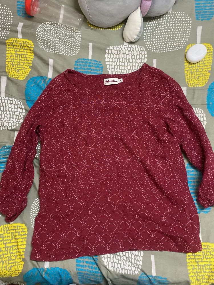 Indo-western Maroon Fabindia top