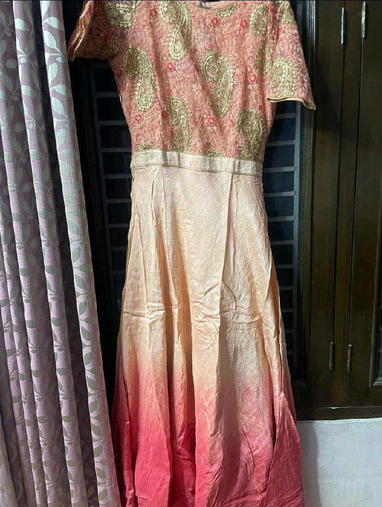 Elegant Peach Ethnic Gown