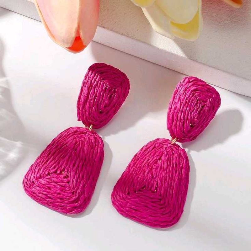 Pink Woven Statement Earrings🩷