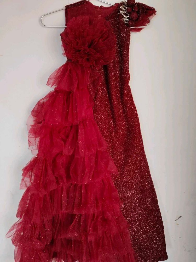 Maroon Wedding Frock Fully Party Wear Flour Lenth
