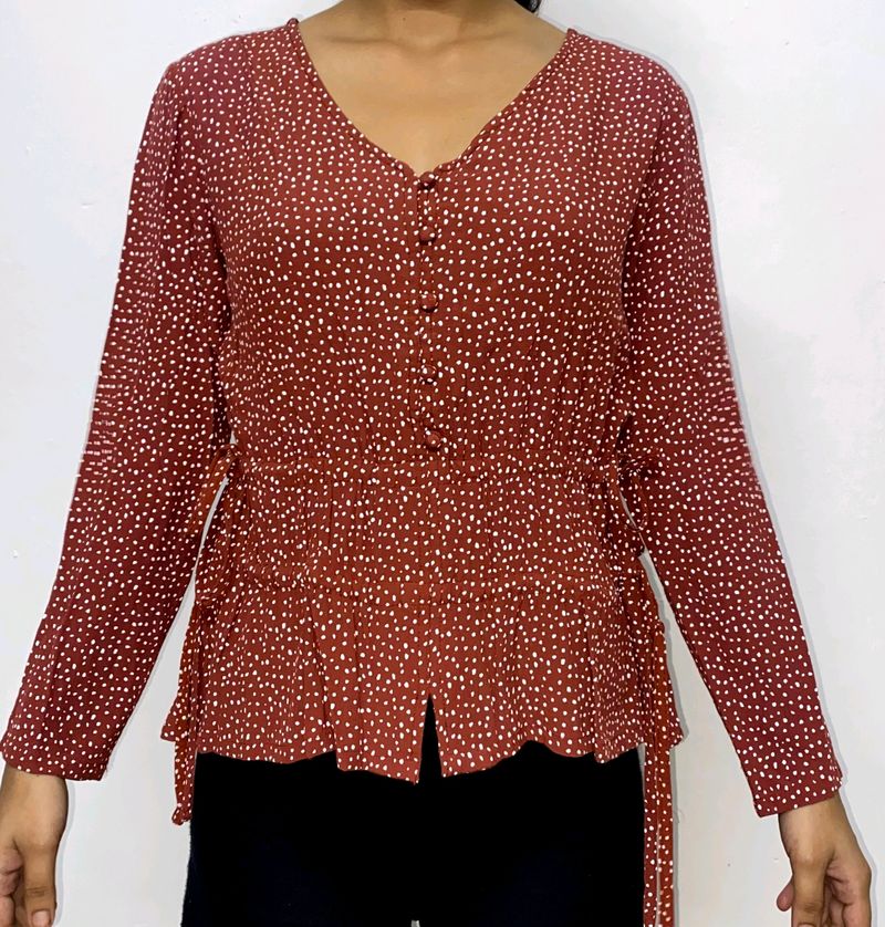 Polkadot Red And White Top