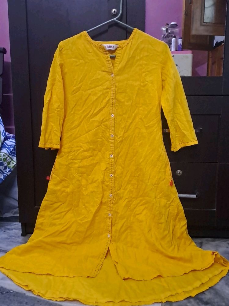 BIBA long Kurta/shrug Yellow