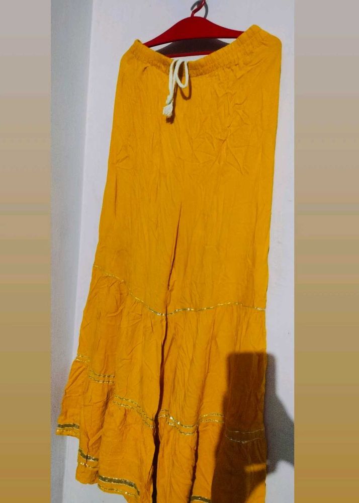 Vibrant Yellow Sharara Pants with Tiered Ruffles