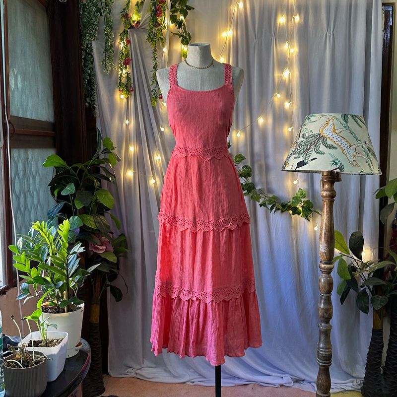 Coral Tiered Maxi Dress