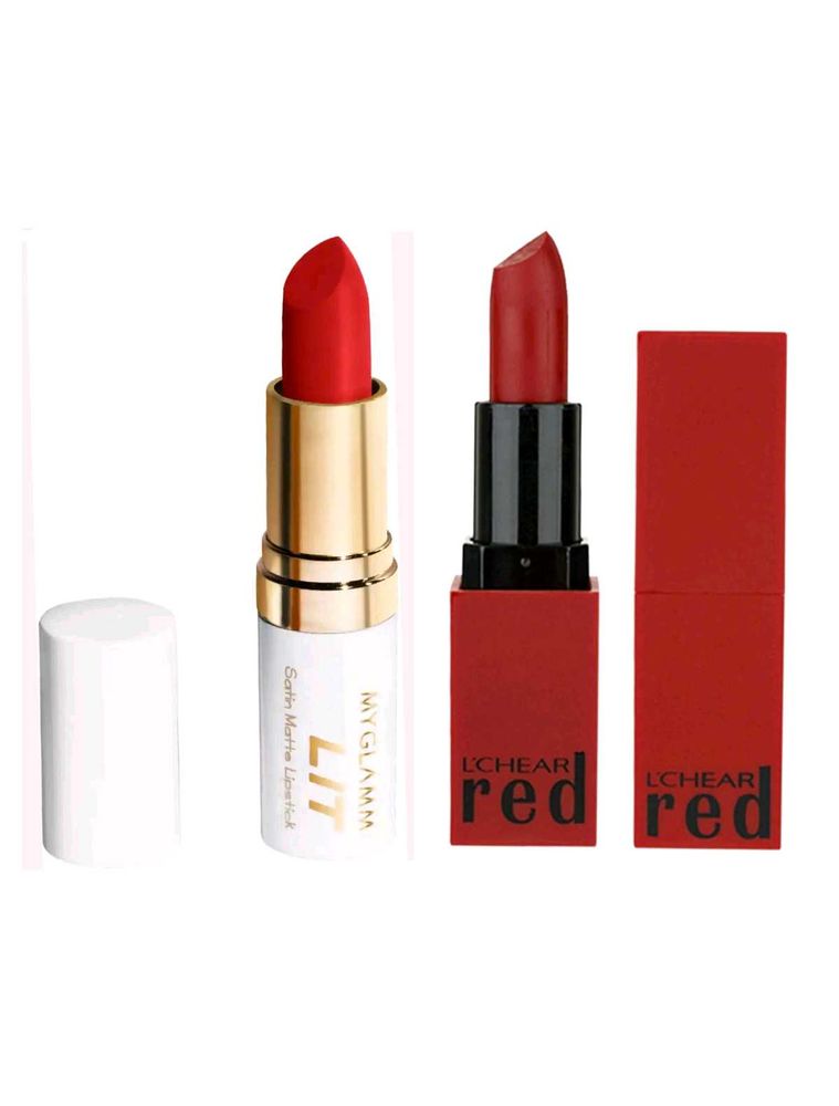 Set Of Myglamm LIT Matte &amp; L&#39;chear Red Lipstick
