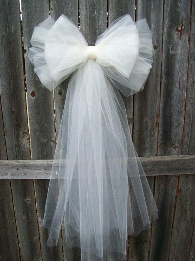 White Netted Bow Clip Long Size