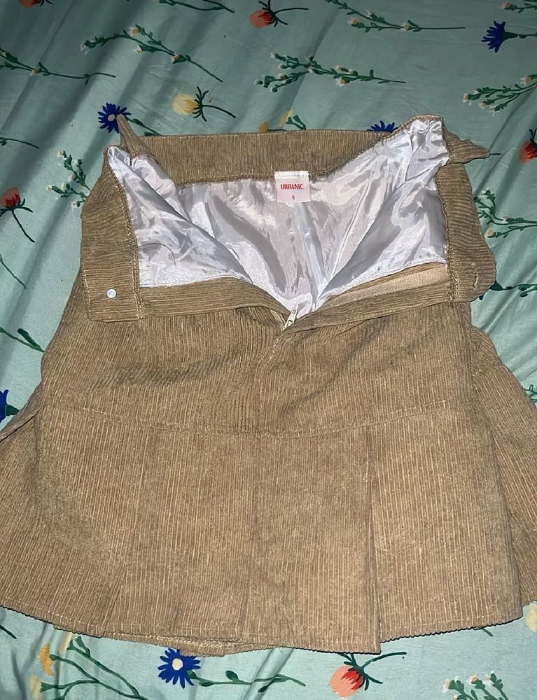 Corduroy Pleated Mini Skirt