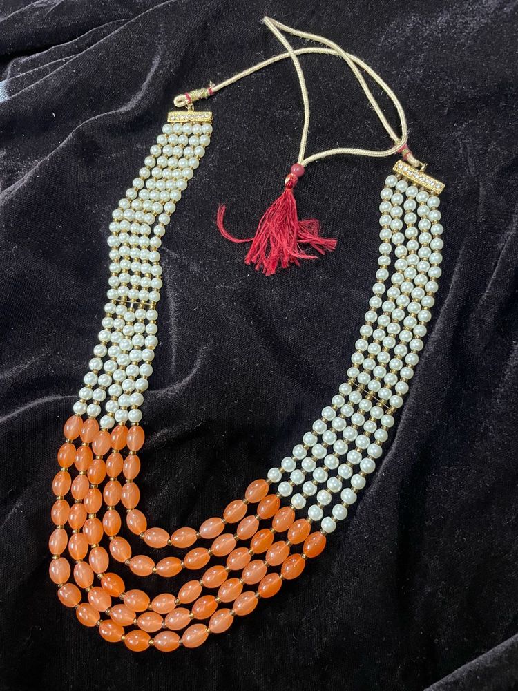 Orange Moti Neck piece