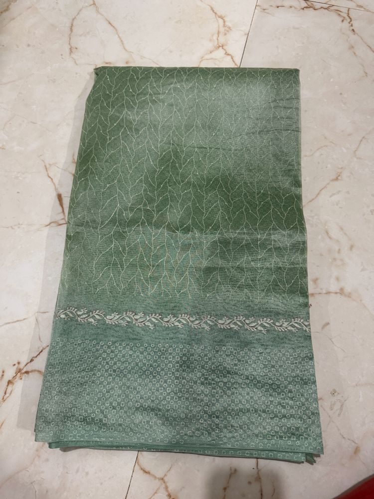 green organza saree