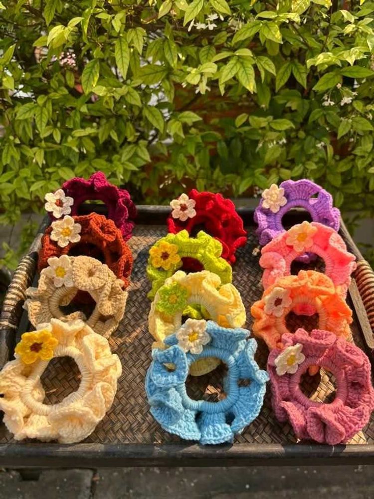 Cute Crochet Flower Hair Ties