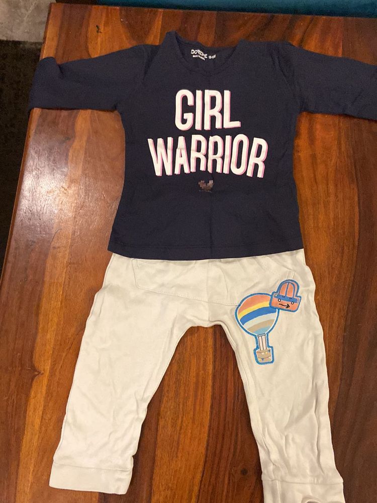 Pair Of T Shirt And Pyjama For Girls