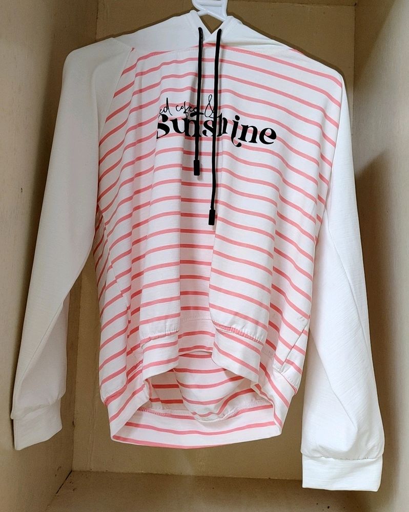Pink Striped Active Wear Hoodie