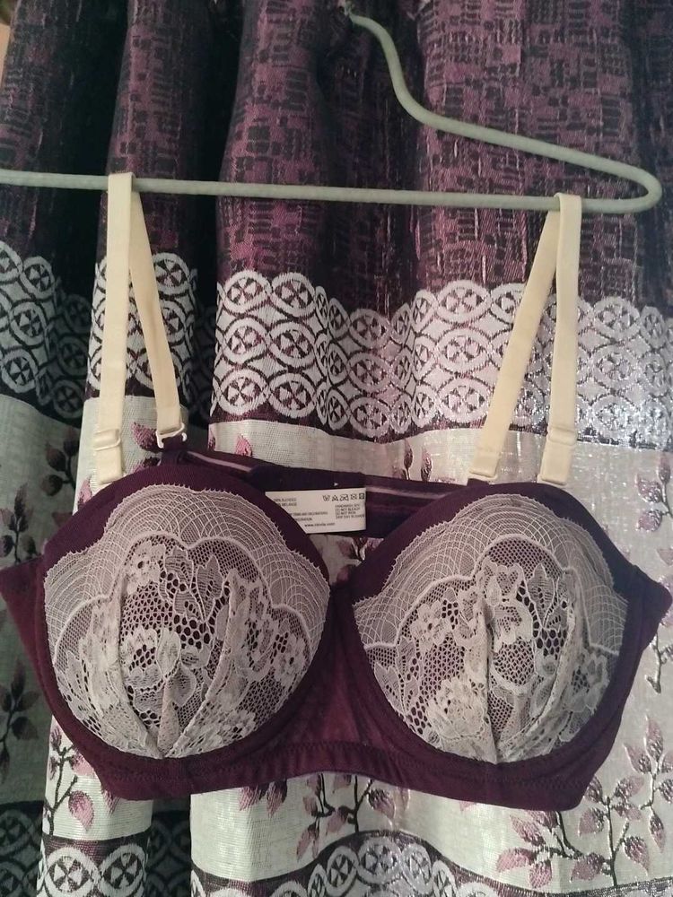 Lightly Used Wine Coloured Padded Bra - 34B