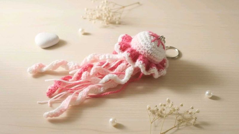 Crochet Jellyfish keychain