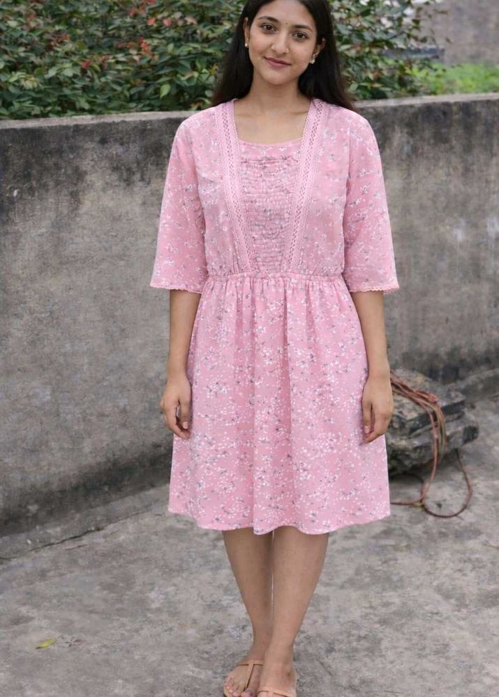 Pink Floral Print Dress(Unused)