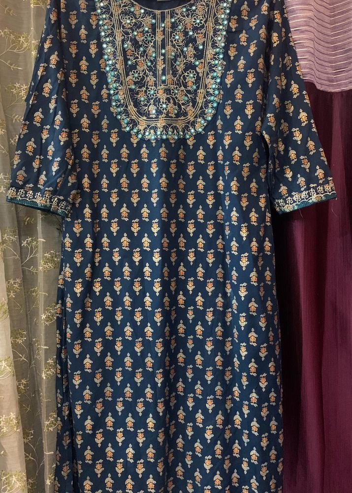 Turquoise Blue Long Kurti