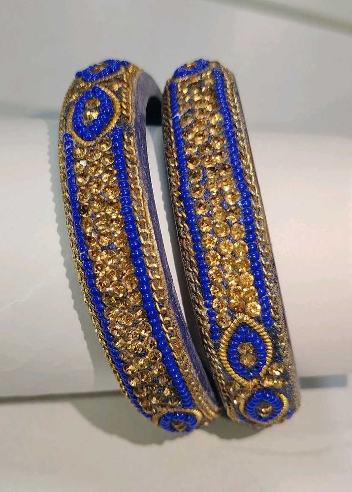 Blue Golden Lakh Bangles