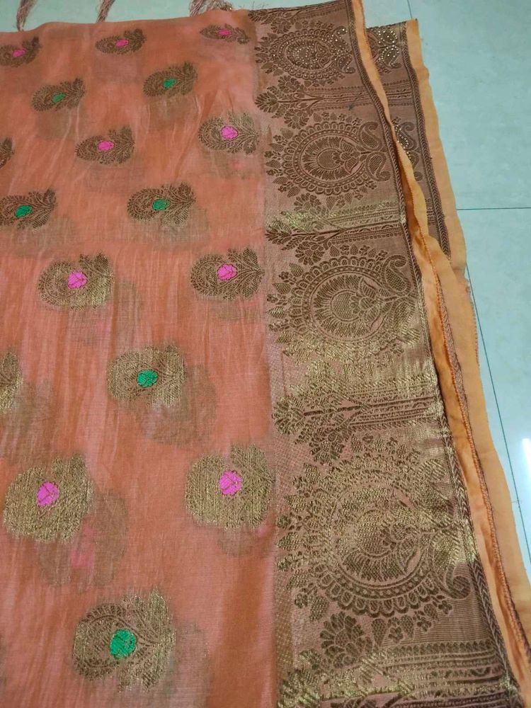 Peach Banarasi Style Saree