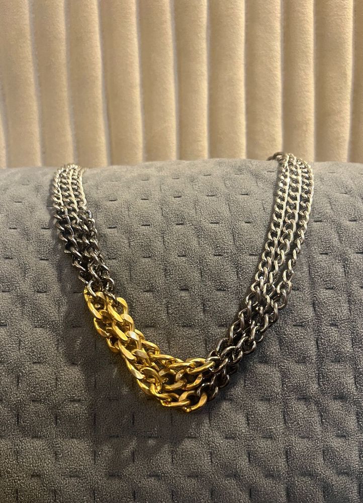 Tri Colour Metal Necklace