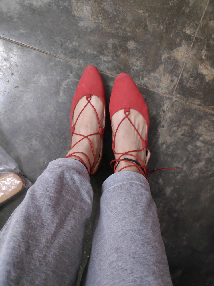 Koovs Red Ballet Flats