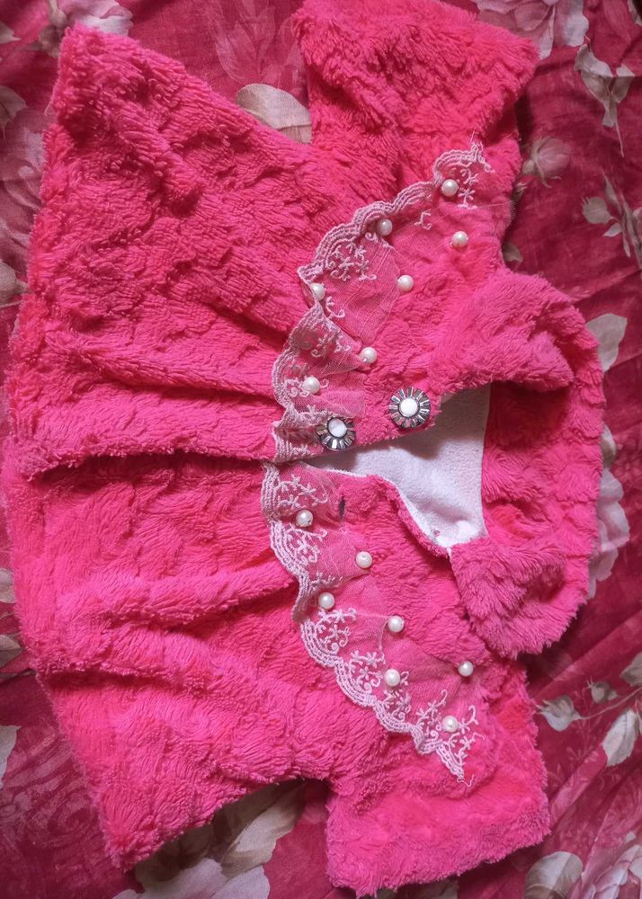 Fuzzy Pink Embellished Jacket