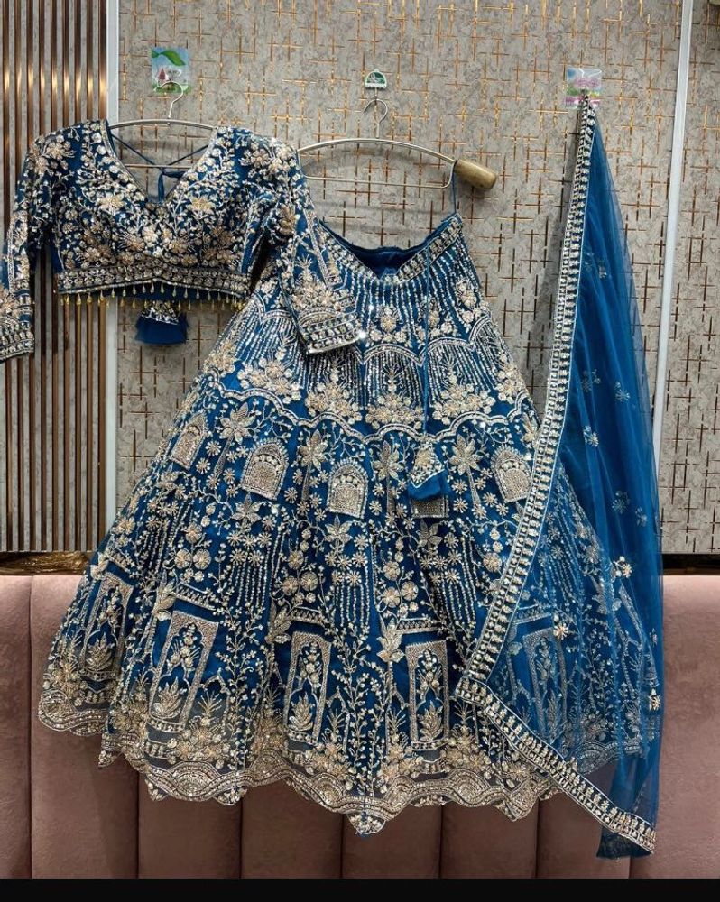 Elegant Peacock blue lehnga choli with Dupatta