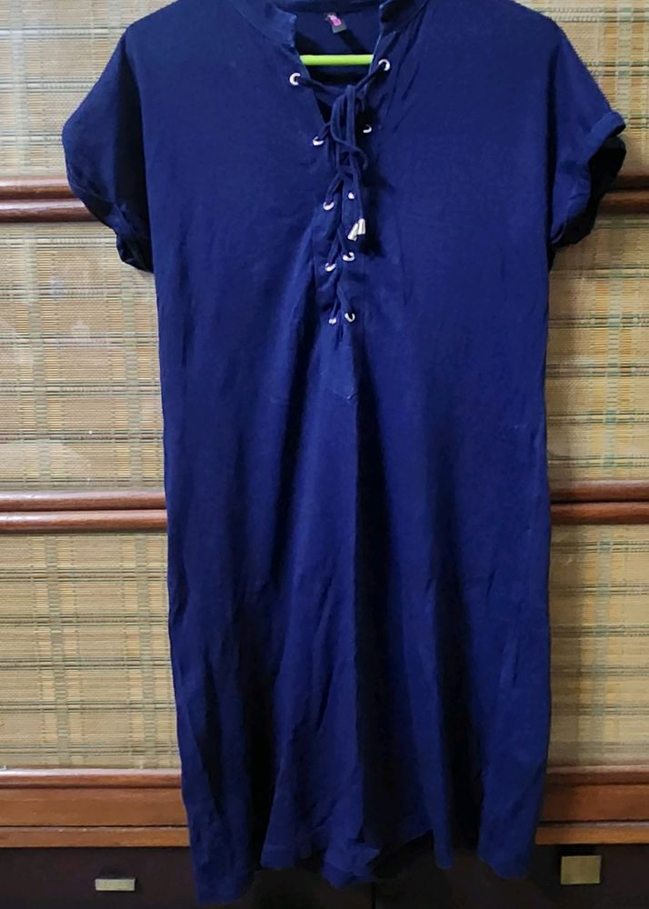 Blue Dress With Denium Look