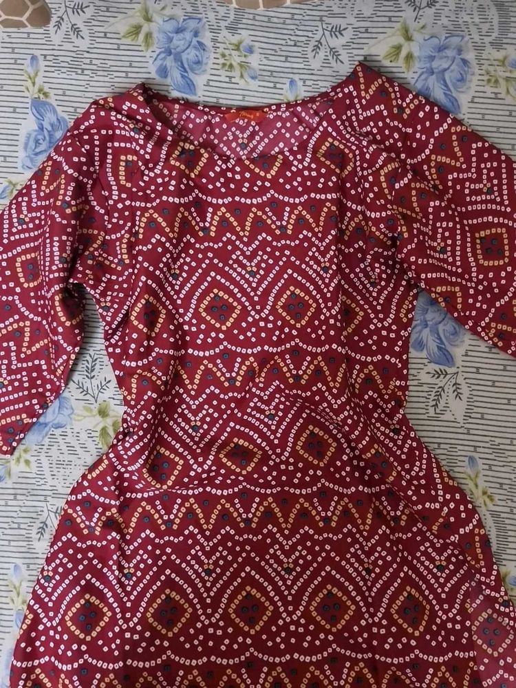 Red Printed Kurta