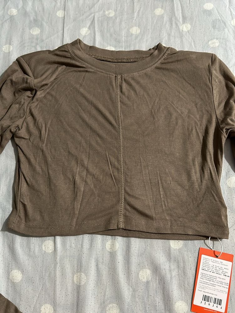 Khaki Colour Crop Top