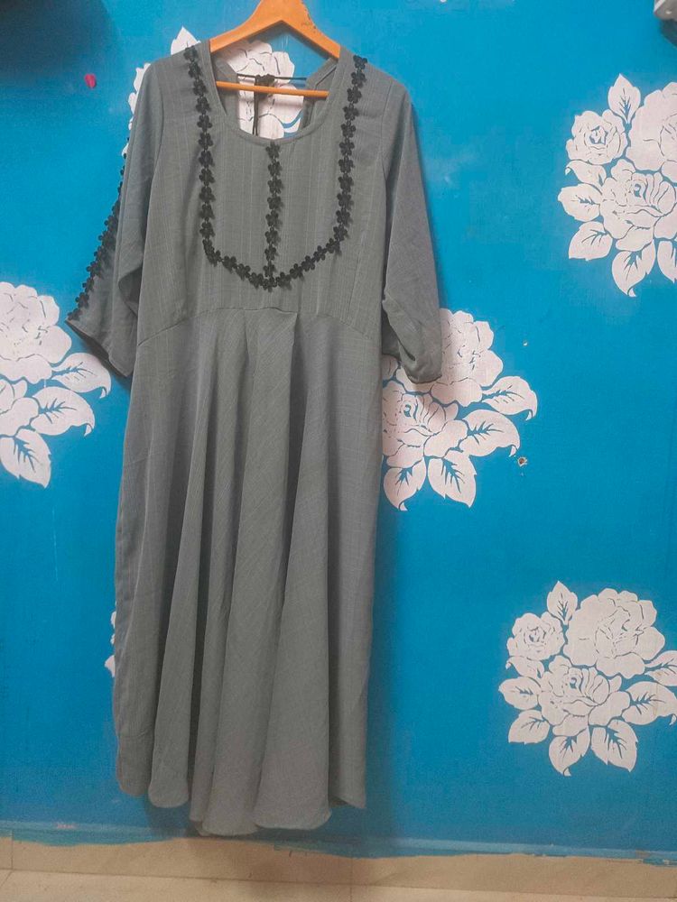 Elegant Grey Embroidered Kurta anarkali