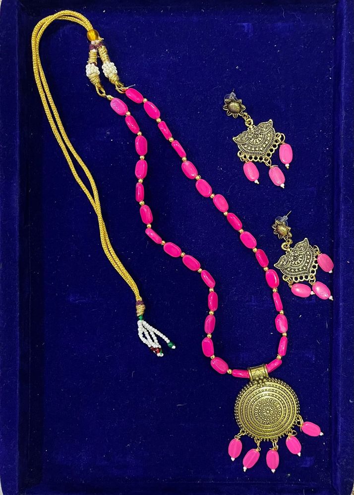 New Beaded Pink Jewellery Set