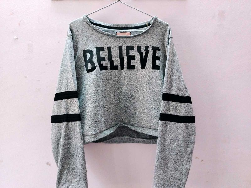 Casual Full Sleeve Printed Women Grey Top