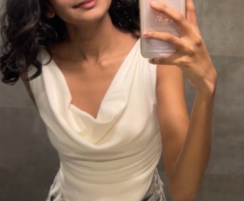 Cowl neck satin office wear top