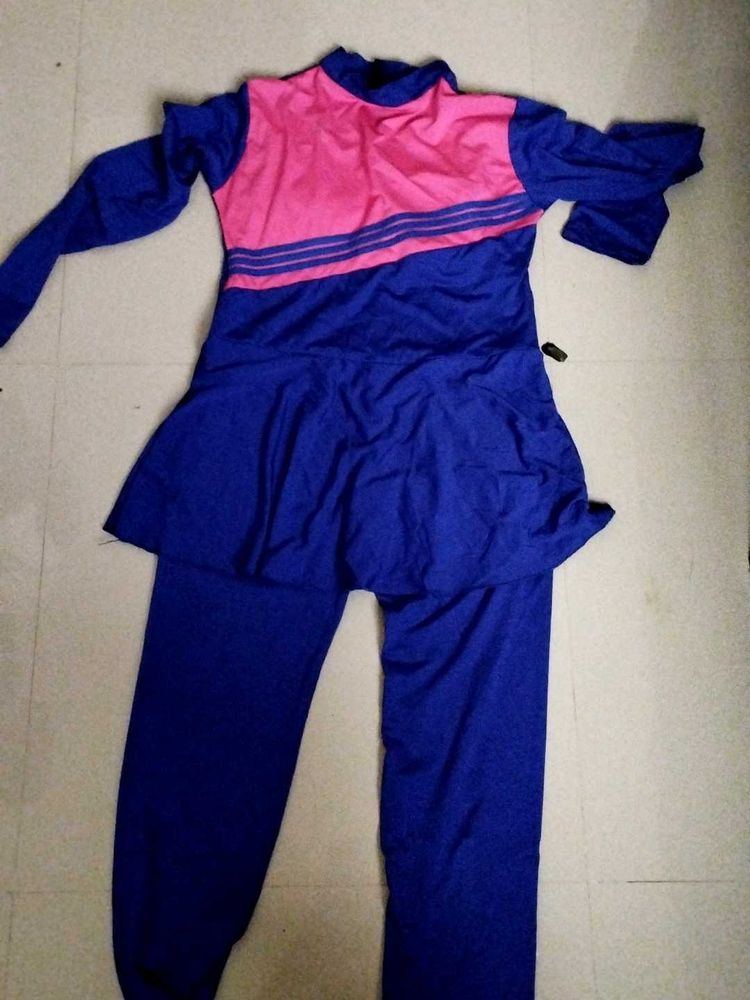 Pink &amp; Blue Long Sleeve Swimsuit