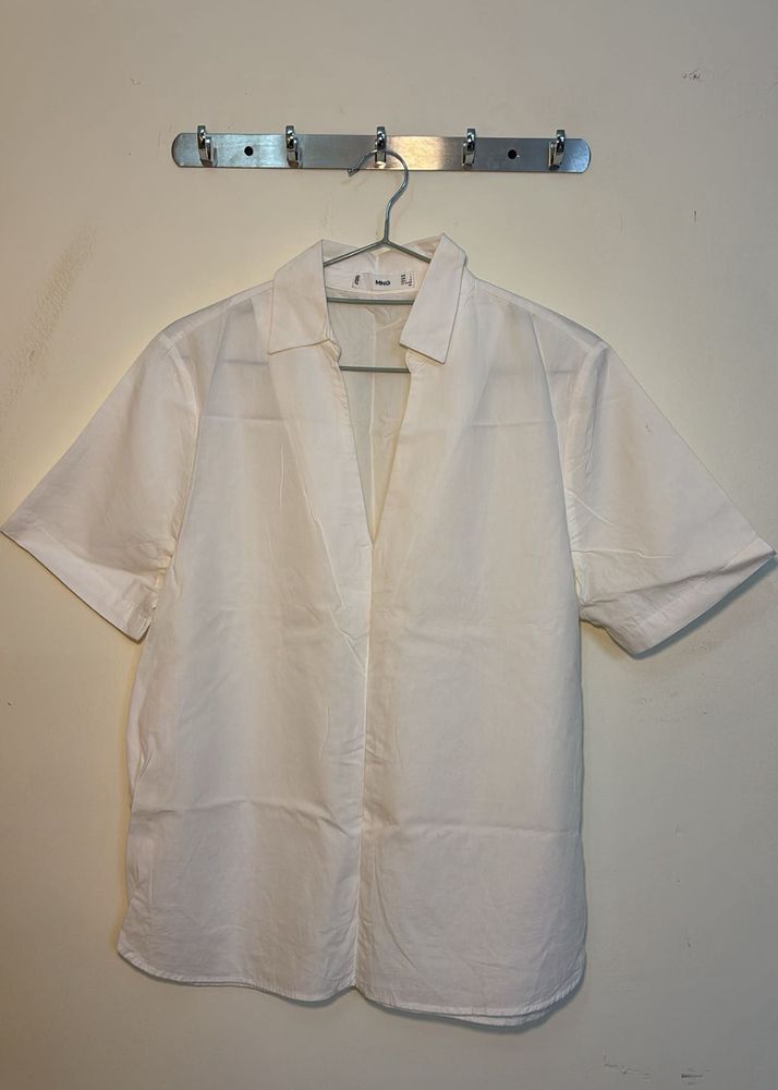 Elegant White Short Sleeve Shirt
