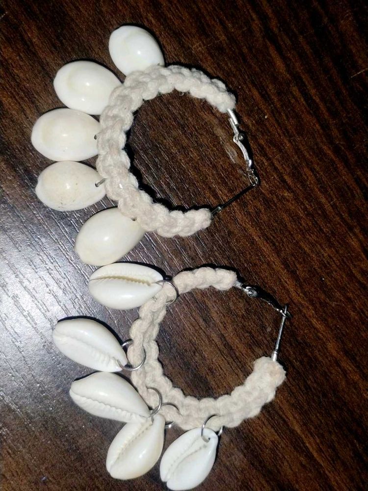 Cowrie Shell Hoop Earrings