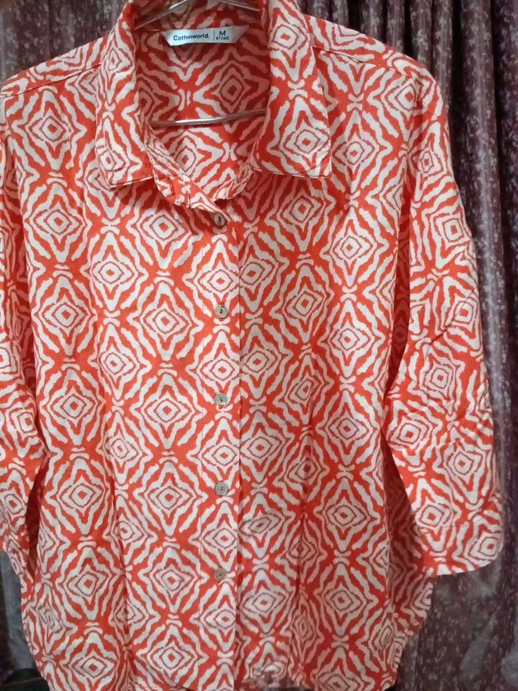 Cotton World Coral Colour Girls Shirt
