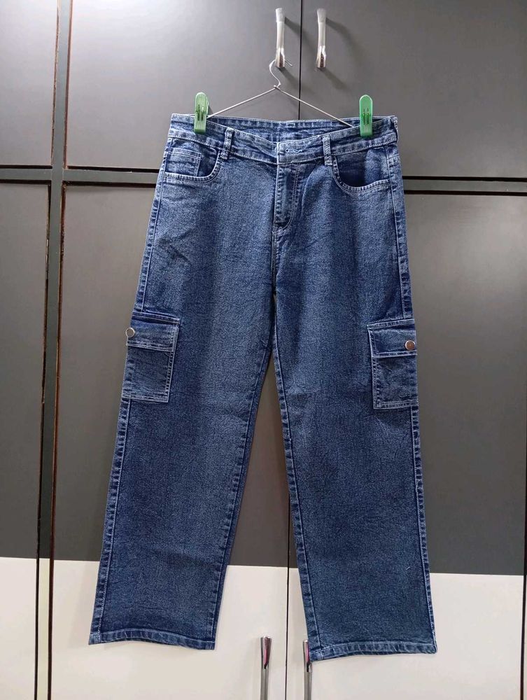 319. New Blue Denim Cargo Jeans