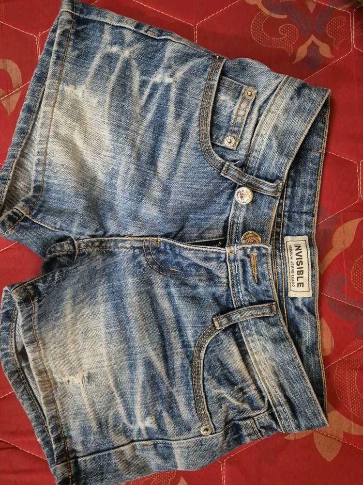Distressed Denim Shorts