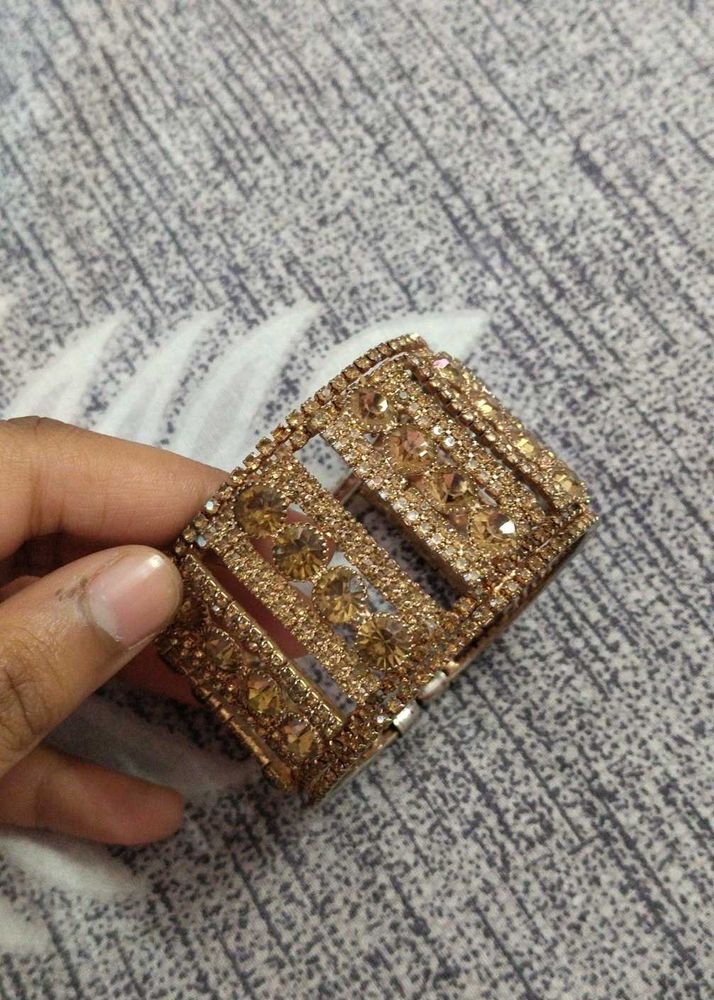 Gold-toned Rhinestone Cuff Bracelet