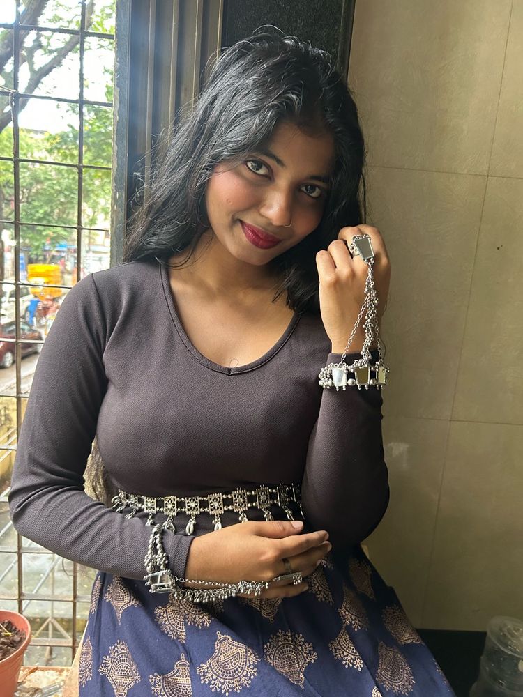 Oxidised Mirror Haathphool