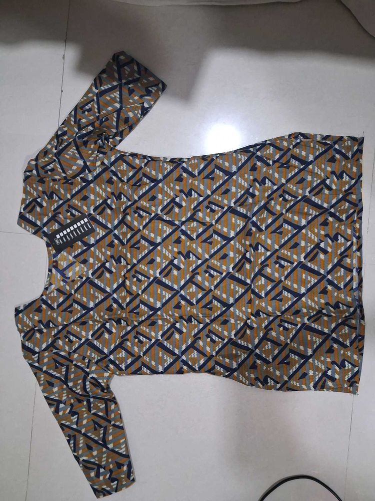 Patterned Long Sleeve Top/ Short kurti
