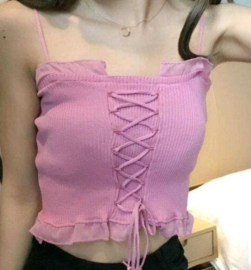 Pink Corset Style Tank Top